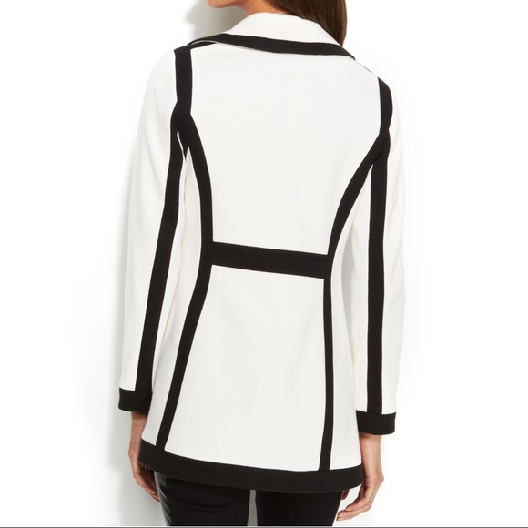 INC International Concepts Ivory/Black Piping Coat - Picture 8 of 8